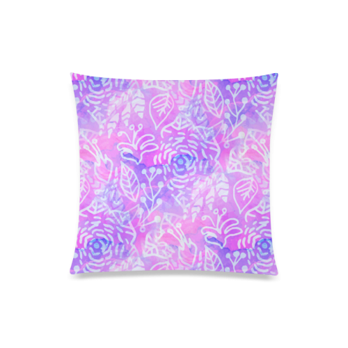 Lavender Floral Watercolor Custom Zippered Pillow Case 20"x20"(Twin Sides)
