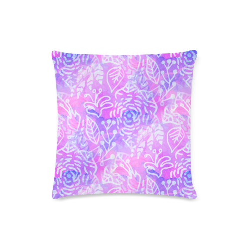 Lavender Floral Watercolor Custom Zippered Pillow Case 16"x16" (one side)
