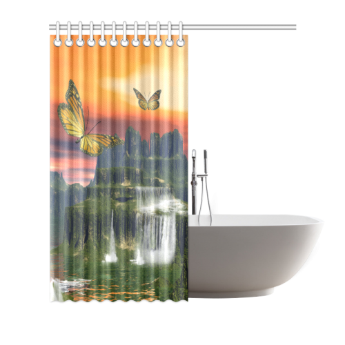 Fantasy world with butterflies Shower Curtain 66"x72"