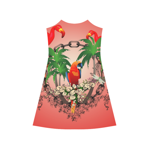 Funny parrot, tropical design Alcestis Slip Dress (Model D05)