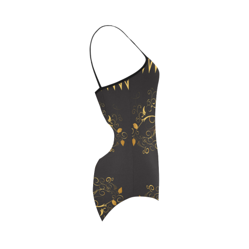Key notes with floral elements Strap Swimsuit ( Model S05)