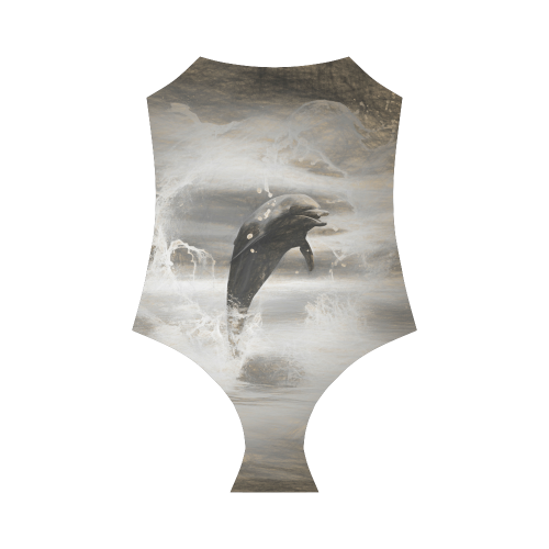 Dolphin with water heart Strap Swimsuit ( Model S05)