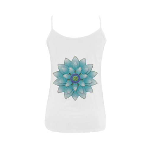 Turquoise Lotus Women's Spaghetti Top (USA Size) (Model T34)