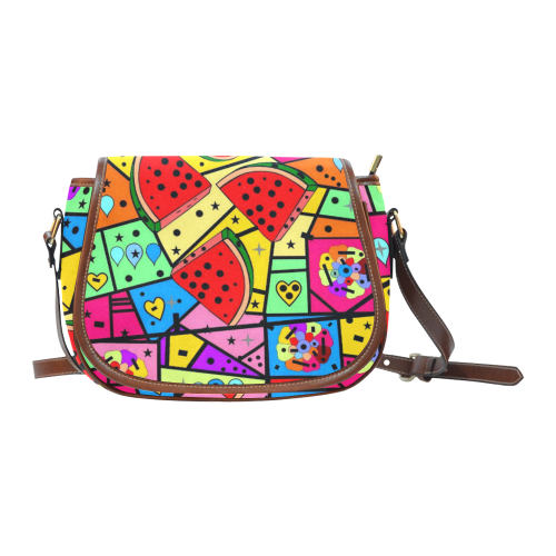 Watermelone Popart by Nico Bielow Saddle Bag/Large (Model 1649)