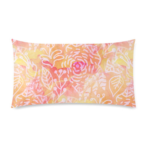 Sunny Floral Watercolor Custom Rectangle Pillow Case 20"x36" (one side)