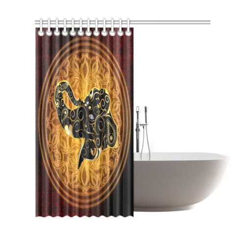 Gold, black elephant Shower Curtain 69"x72"