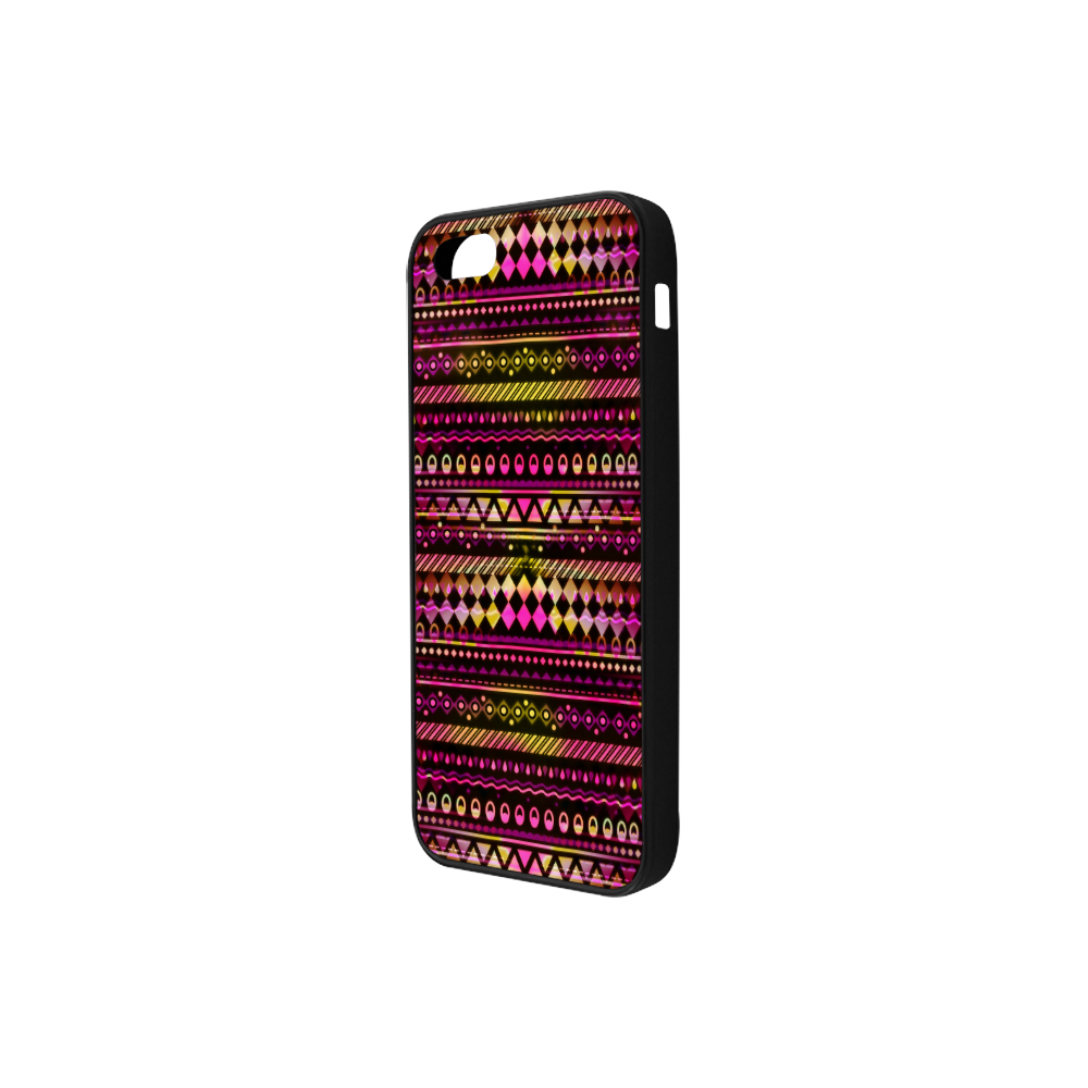 Pink N Yellow Tribal Pattern Rubber Case for iPhone SE ID D317808