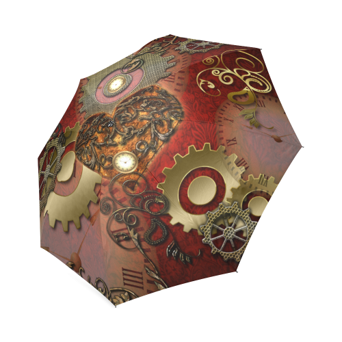 Steampunk, awesome glowing hearts Foldable Umbrella (Model U01)