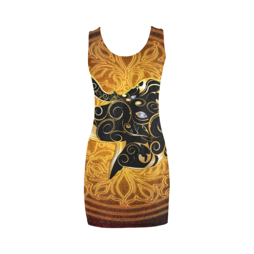 Gold, black elephant Medea Vest Dress (Model D06)
