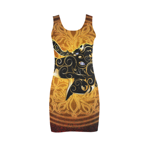 Gold, black elephant Medea Vest Dress (Model D06)