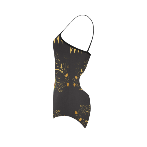 Key notes with floral elements Strap Swimsuit ( Model S05)