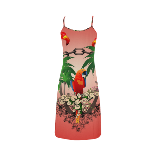 Funny parrot, tropical design Alcestis Slip Dress (Model D05)