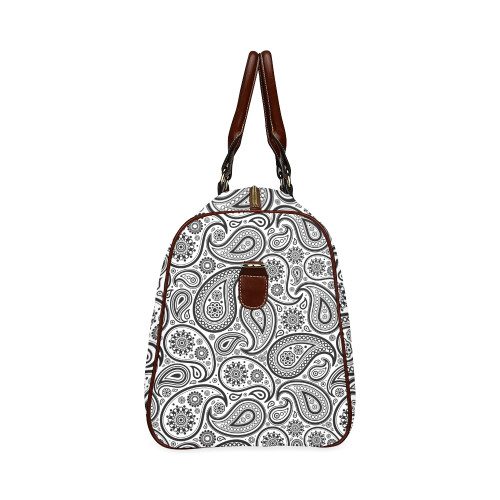 Black and white paisley pattern Waterproof Travel Bag/Large (Model 1639)