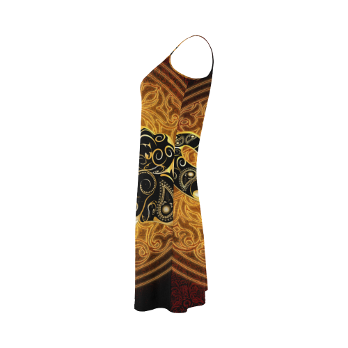 Gold, black elephant Alcestis Slip Dress (Model D05)