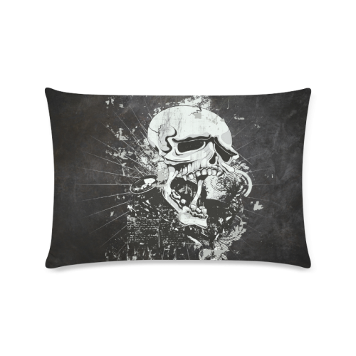 Dark Gothic Skull Custom Rectangle Pillow Case 16"x24" (one side)