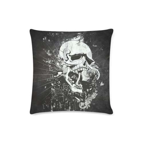 Dark Gothic Skull Custom Zippered Pillow Case 16"x16" (one side)