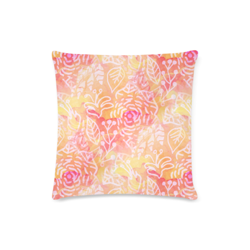 Sunny Floral Watercolor Custom Zippered Pillow Case 16"x16" (one side)