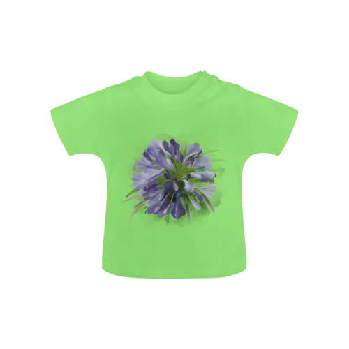 Purple Flower on green Baby Classic T-Shirt (Model T30)