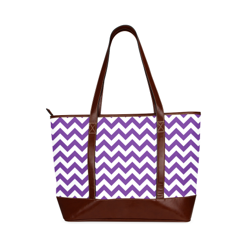 Royal Purple and white zigzag chevron Tote Handbag (Model 1642)