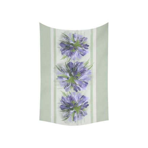 Purple Flowers Cotton Linen Wall Tapestry 60"x 40"