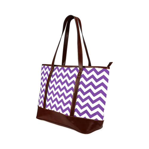 Royal Purple and white zigzag chevron Tote Handbag (Model 1642)