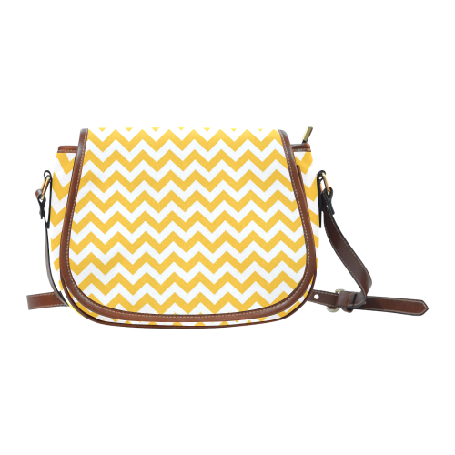 Sunny Yellow and white zigzag chevron Saddle Bag/Small (Model 1649) Full Customization