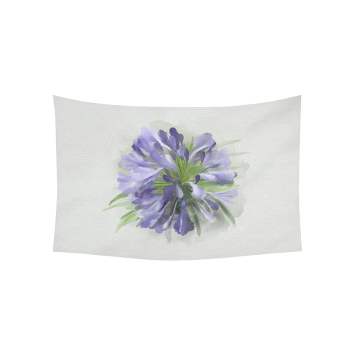 Purple Flower Cotton Linen Wall Tapestry 60"x 40"