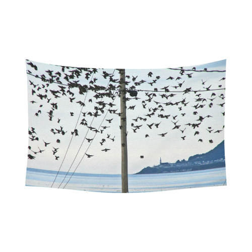 Birds in Flight Cotton Linen Wall Tapestry 90"x 60"