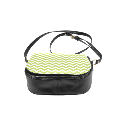 Spring Green and white zigzag chevron Classic Saddle Bag/Small (Model 1648)