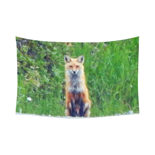 Red Fox Cotton Linen Wall Tapestry 90"x 60"