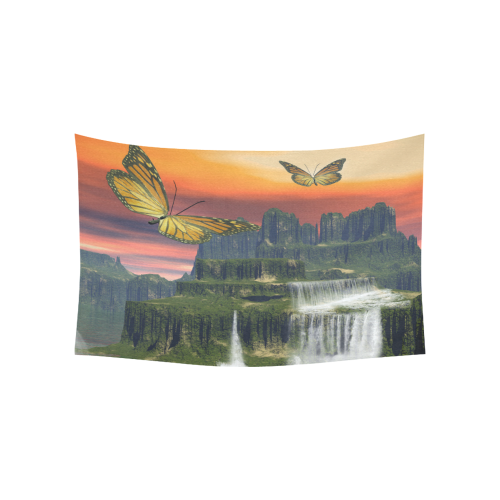 Fantasy world with butterflies Cotton Linen Wall Tapestry 60"x 40"