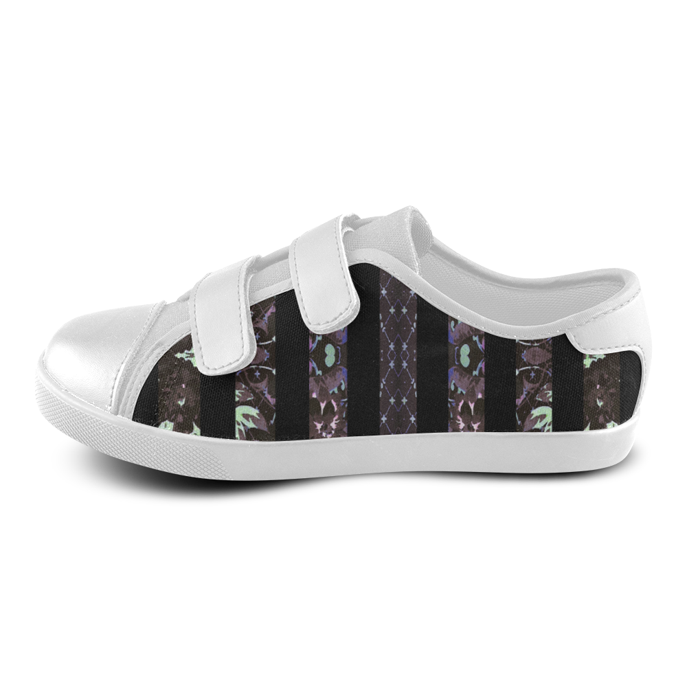 Oriental Floral Stripes Kids Shoes Velcro Canvas Kid's Shoes (Model 008