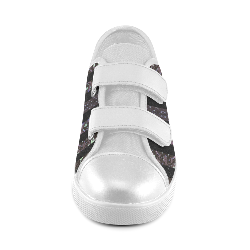 Oriental Floral Stripes Kids Shoes Velcro Canvas Kid's Shoes (Model 008