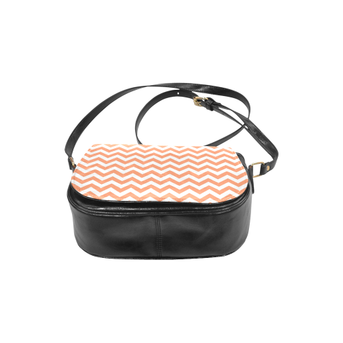 Tangerine Orange and white zigzag chevron Classic Saddle Bag/Small (Model 1648)