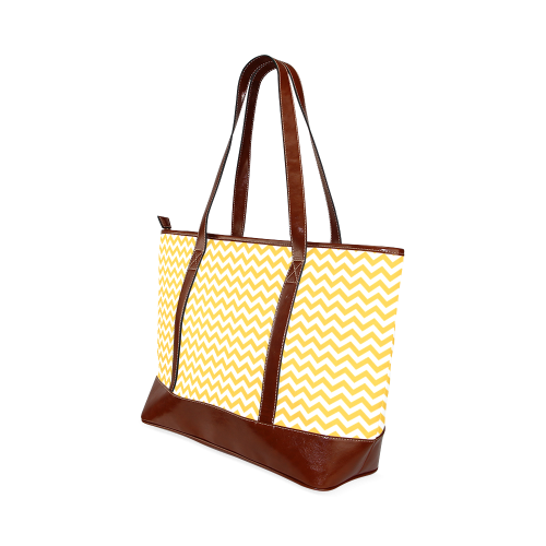 sunny yellow and white small zigzag chevron Tote Handbag (Model 1642)