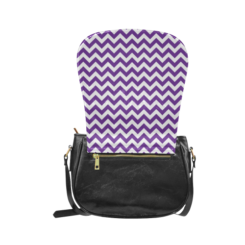 Royal Purple and white zigzag chevron Classic Saddle Bag/Small (Model 1648)