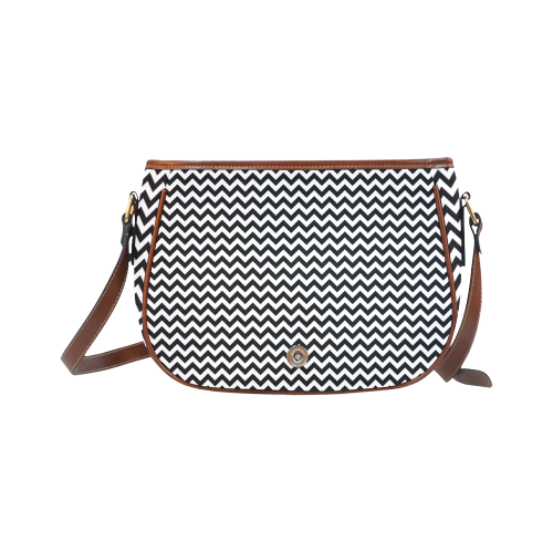 black and white small zigzag chevron Saddle Bag/Small (Model 1649) Full Customization