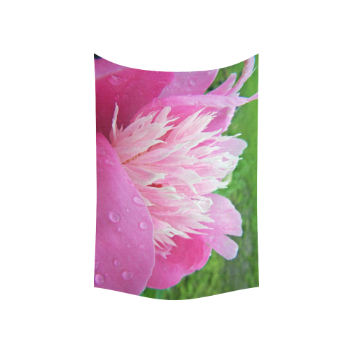 Wet Peony Cotton Linen Wall Tapestry 60"x 40"