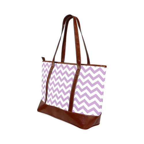 Purple Lilac and white zigzag chevron Tote Handbag (Model 1642)