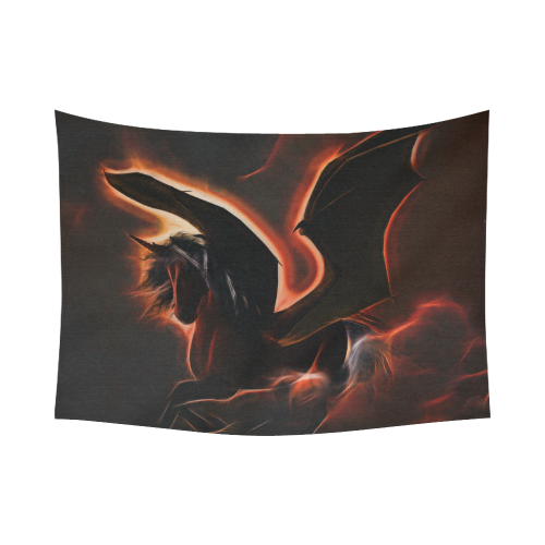 Wonderful dark unicorn Cotton Linen Wall Tapestry 80"x 60"