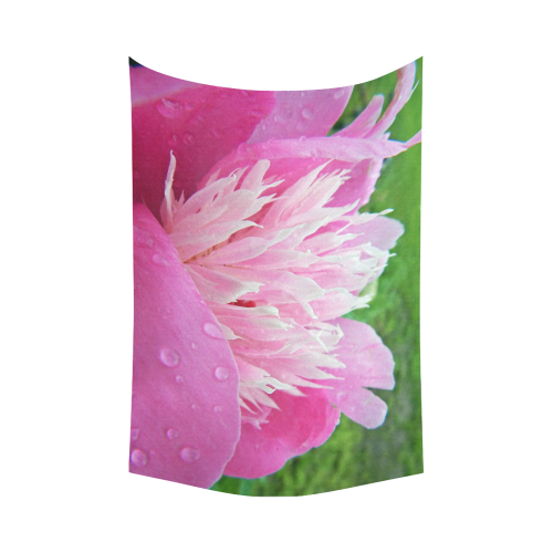 Wet Peony Cotton Linen Wall Tapestry 90"x 60"