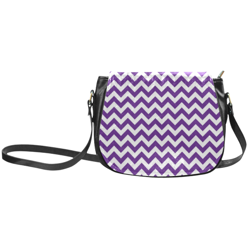 Royal Purple and white zigzag chevron Classic Saddle Bag/Small (Model 1648)