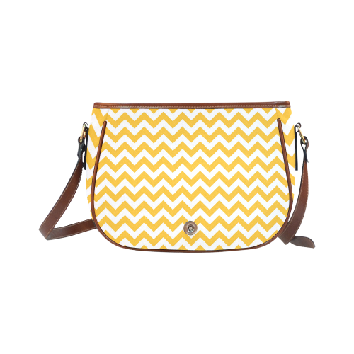 Sunny Yellow and white zigzag chevron Saddle Bag/Small (Model 1649) Full Customization