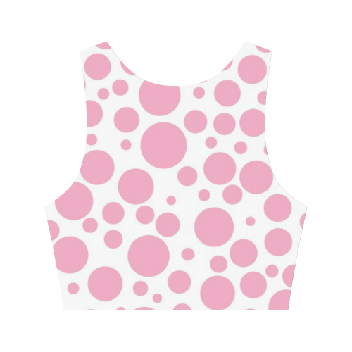 pink polka dot Women's Crop Top (Model T42)