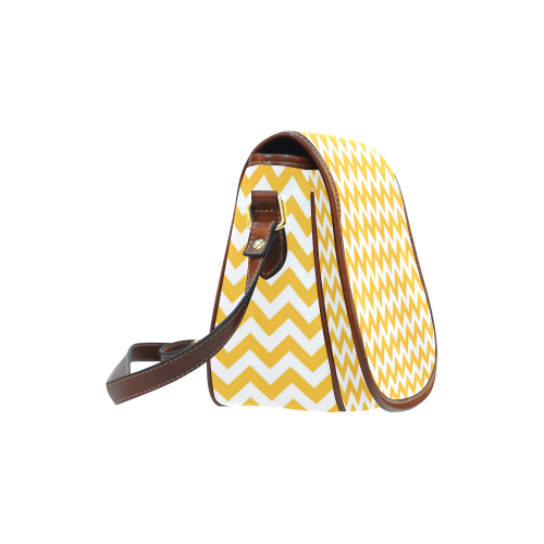 Sunny Yellow and white zigzag chevron Saddle Bag/Small (Model 1649) Full Customization