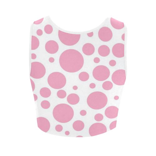 pink polka dot Women's Crop Top (Model T42)