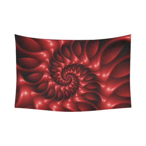 Glossy Red Spiral Fractal Cotton Linen Wall Tapestry 90"x 60"