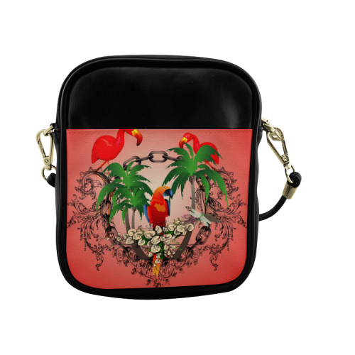 Funny parrot, tropical design Sling Bag (Model 1627)