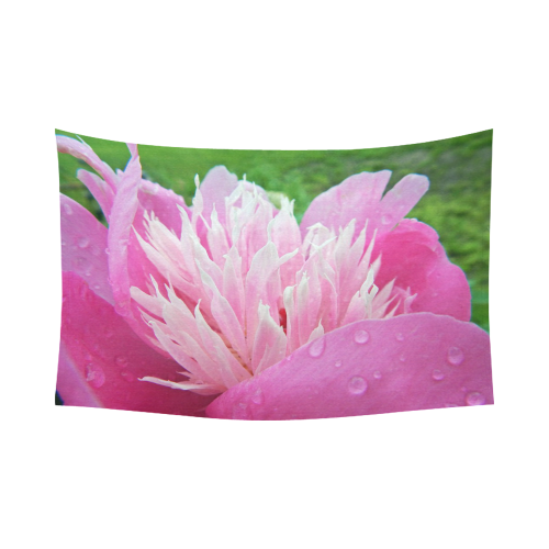 Wet Peony Cotton Linen Wall Tapestry 90"x 60"