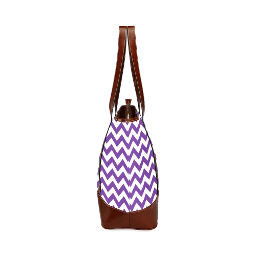 Royal Purple and white zigzag chevron Tote Handbag (Model 1642)